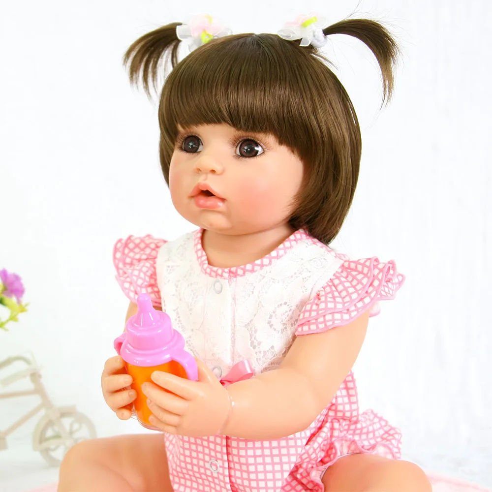 brown eyes girl Doll Lifelike reborn Silicone babies Reborn Dolls 2019 latest vivid adorable toys For Kids Unique limited gift