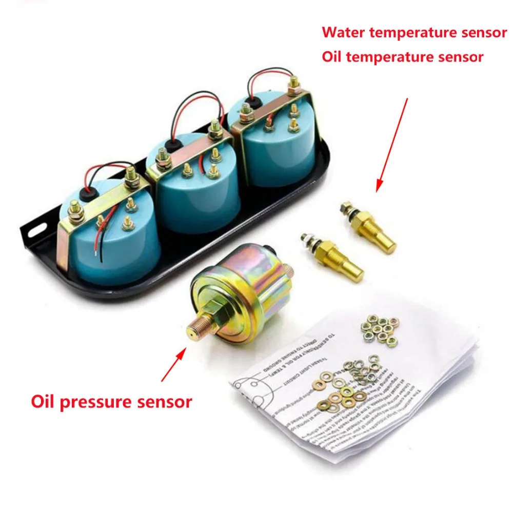 12 В 52 мм Три датчика A/B/C(Масляный Пресс+ Напряжение/температура воды/Температура масла) для модификации автомобиля 187x77x40,5 мм