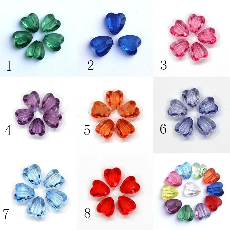 

Delicate 50Pieces 10mm Transparent Love Heart Beads Acrylic Spacer Garment Beads For Barcelet Necklace Sewing Accessories