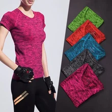 Newest Women Quick Dry Short Sleeve Sport Jerseys Fitness T Shirt Breathable Aerobics Jogging Tees Top