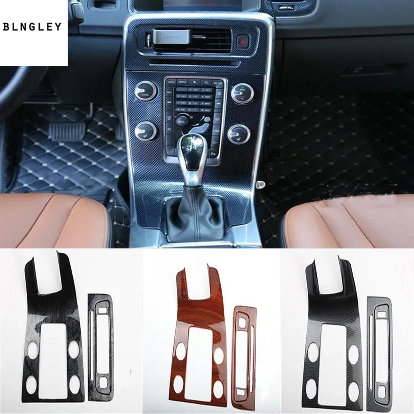 

2pcs/lot ABS carbon fiber grain or wooden grain Central control panel decoration cover for 2014-2018 Volvo S60