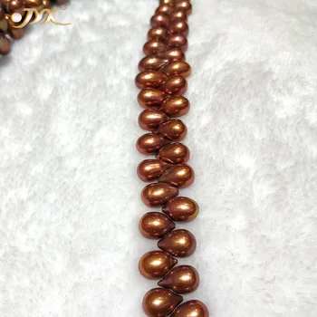 

JYX 2019 Pearl string Big oval round 8*10.5mm Real Freshwater Pearl Strings Strands DIY Handmade Jewelry 15"necklace making