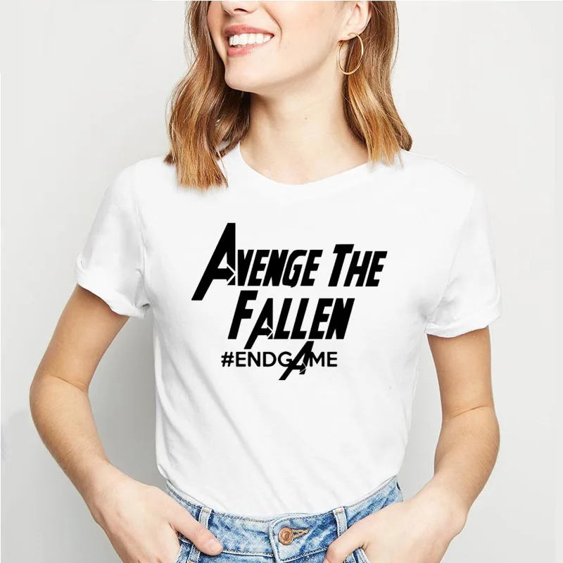 Женская футболка с принтом Marvel Movie Avengers Endgame белая короткими рукавами топы в стиле