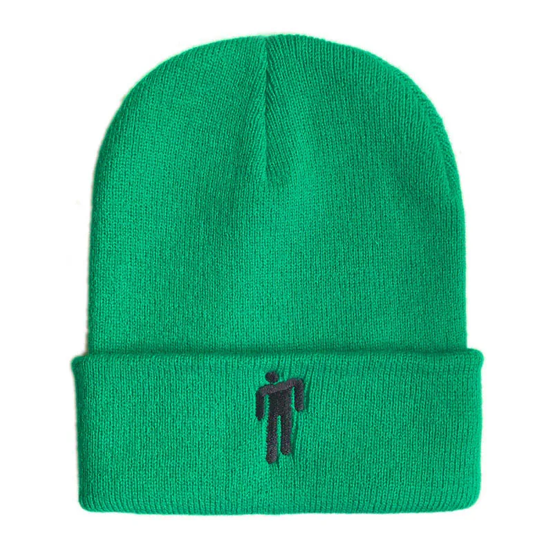 Green Cap Billie Eilish Beanies, зимние шапки для женщин, для маленького человека, вязаные шапки с вышивкой, Мужская Осенняя шапка, женская шапка в стиле хип-хоп, шапочка - Цвет: Green Cap