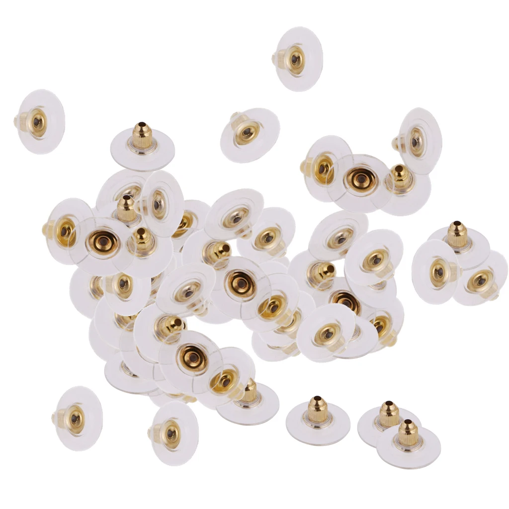 50 Pieces HypoAllergenic  Clutch Earring Backs With Silicone Pad Earring Backings Studs Safety Backs Stoppers