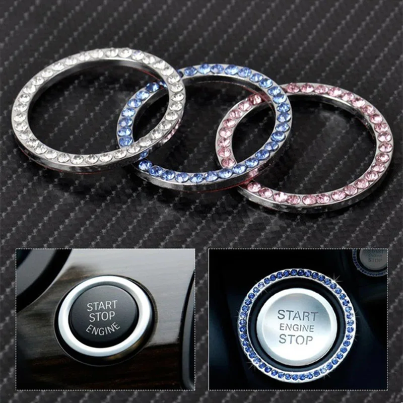 

For Bmw kia Lada Universal Auto Decorative Accessories Car Button Start Switch Metal Diamond Ring To Start Decorative Circle