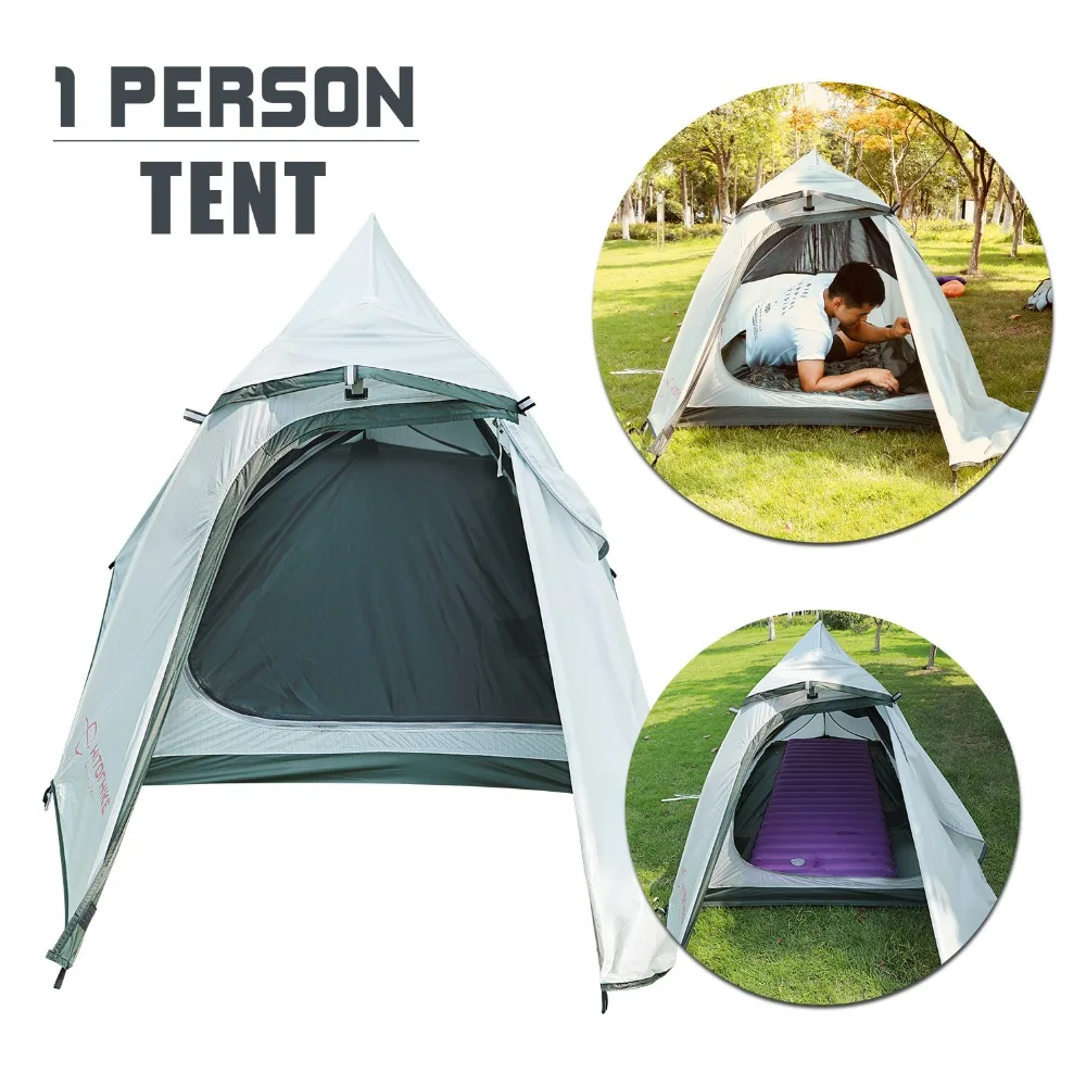 Outdoor Portable 20D waterproof Beach Tent Camping Tent for 1 Person double Layer Silicon Nylon