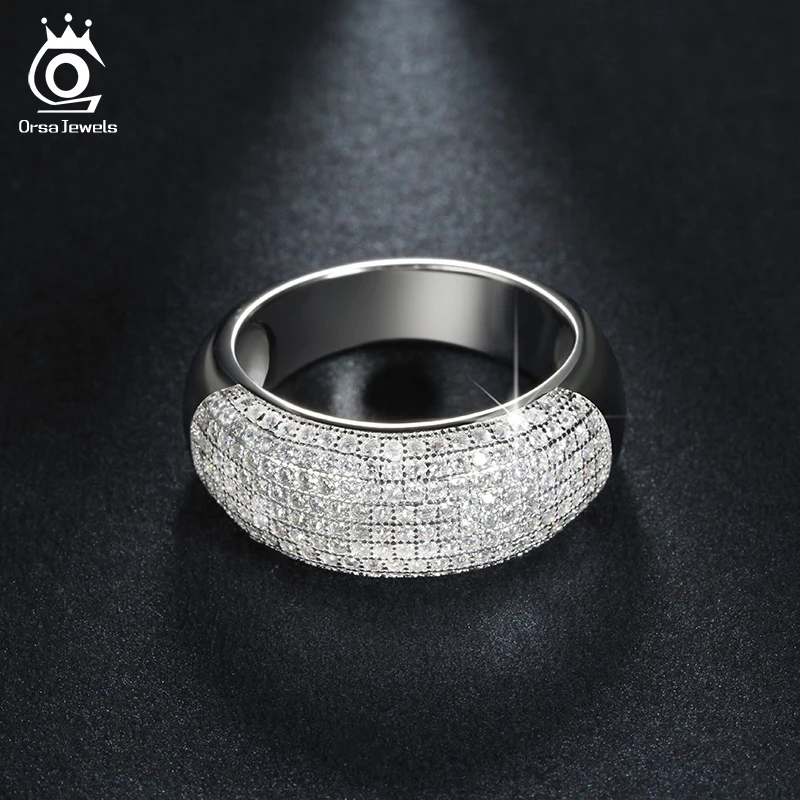 ORSA JEWELS обручальное кольцо серебряного цвета, обручальное кольцо с фианитами, покрытое 168 шт., роскошные ювелирные изделия с австрийским кристаллом AAA для женщин OR122