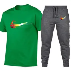 Летний Лидер продаж Для мужчин наборы футболки + Штаны комплекты из двух предметов Повседневное спортивный костюм мужской новый Цвет