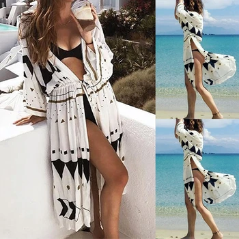 

New 2019 Fashion Women Boho Floral Loose Shawl Kimono Cardigan Top Cover up Beach Swimsuits Bikini Cover-Ups