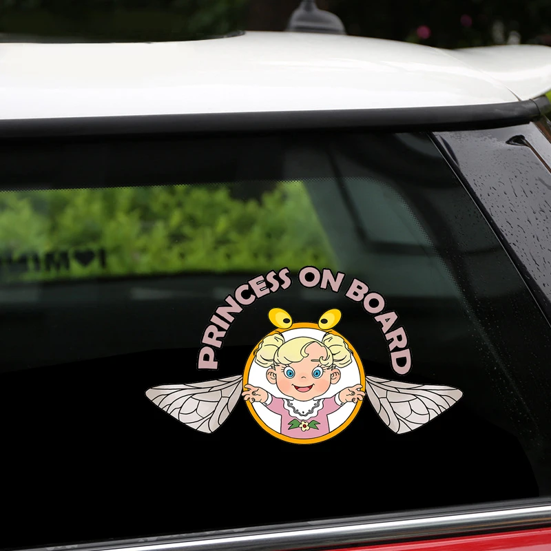 

New Removable & Reusable Stickers Princess On Board Kids Warning Sign Car Stickers and Decals Car Styling Window Car Decorations