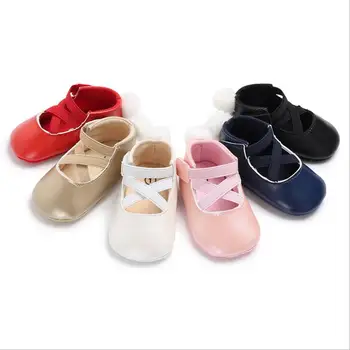 

Newborn Baby Crib Shoes Soft Bottom Anti-slip Shoes Footwear Infant Girl White Ball Nobal Shoes
