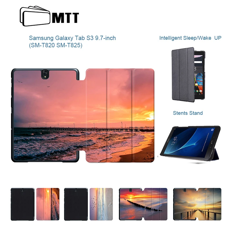 

For Samsung Tab S3 9.7 SM-T820 T825 Colorful Seascape Smart Stand Cover Case For Samsung Galaxy Tab S3 9.7 Flip PU Leather Cover