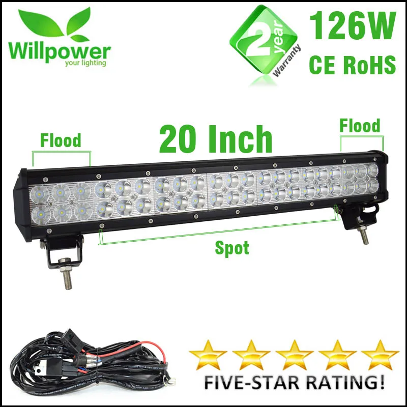 

CE ROHS approved waterproof 10100lms 126W led bar offroad driving light led light bar work light 12v