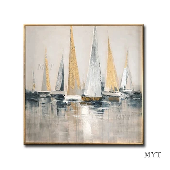 

Abstract Sea Scenery Art Oil Painting Handmade Modern New Boat Paintings Art Abstract Wall Canvas Decor Art For Living Room