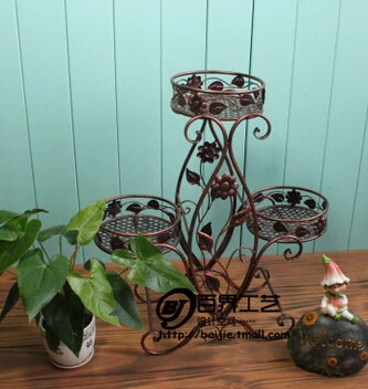 Process real elegant european-style rural interior floor showy sitting room balcony folding multilayer metal pot frame