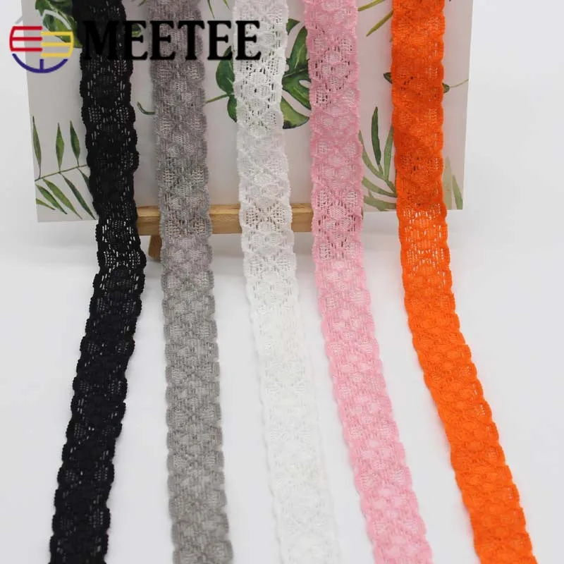 

Meetee 22meters 18mm Hollow Elastic Lace Trims Ribbon Cloth Elastic Band DIY Baby Hair Band Clothing Decor Sewing Material EB007