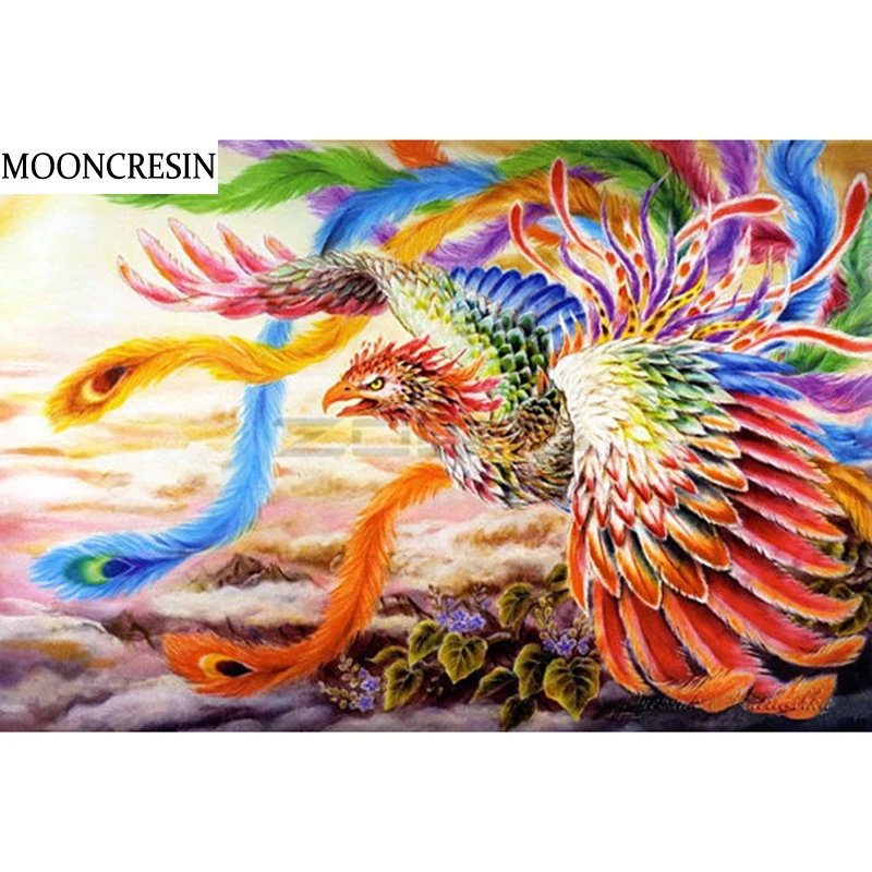 

MOONCRESIN 5D Diy Diamond Painting Kit Animal Phoenix Full Diamond Embroidery Cross Stitch Needlework Mosaic Room Decoration