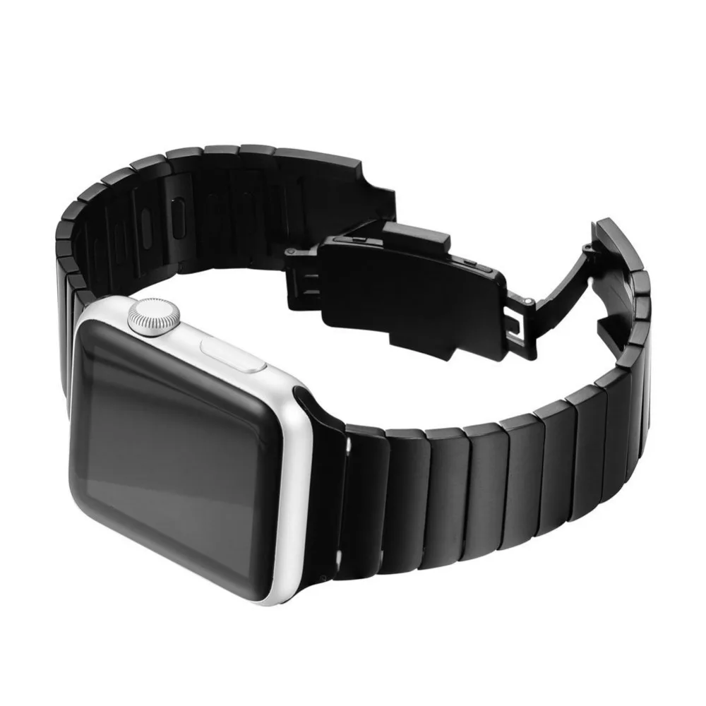 For Apple Watch Premium 316L Stainless Steel iWatch Detachable Band Strap invisible Clasp With Adapter Connector