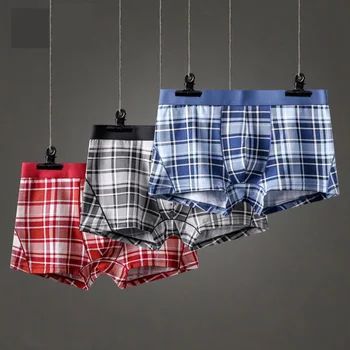 

Underpants Man Shorts Underwear Plaid Cotton Man Breathable Shorts Boxers Gay cueca boxer ropa interior hombre boxer homme
