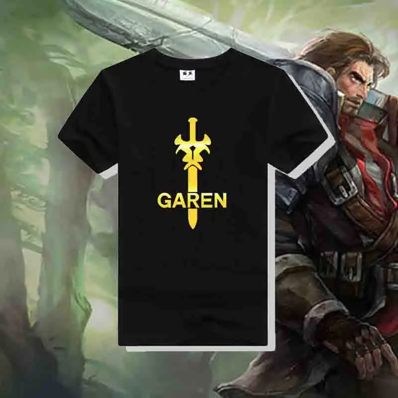 

LOL fans t shirt cotton men's t shirt LOL heroes inspired GAREN T SHIRT GAREN sword printing cotton t shirts AC547