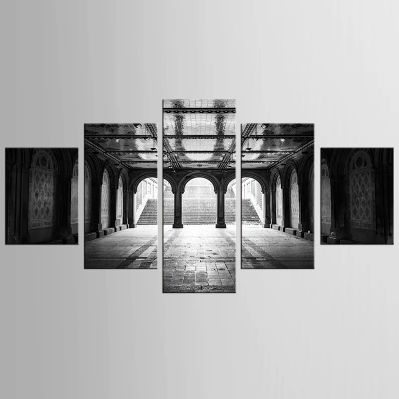 

Modular Abstract Pictures Wall Art HD Print Poster 5 Pieces Castle Building Canvas Painting Living Room Home Decor Frames PENGDA
