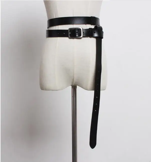 Европейская и американская мода Натуральная кожа ремень индивидуальная Талия широкий черный пояс галстук-рубашка ремни на талии, портупея - Цвет: black
