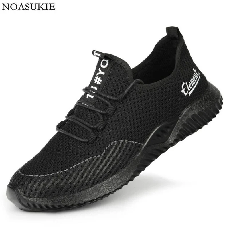 Livre Malha Sapatos Verão Respirável Black De Biqueira Aço Perfuração Ar Dos Segurança Tênis Trabalho Anti Ao Ayakkabi esmagamento Preto Homens qwItrI8P