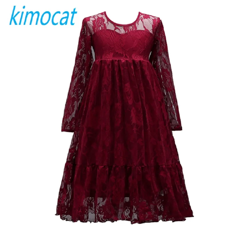 Популярное торжественное платье для девочек, Vestido, новинка года, платье принцессы для маленьких девочек, Подростковая кружевная одежда с длинными рукавами для дня рождения, Детская праздничная одежда, платье