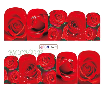 

Nail sticker art decoration slider sexy red rose adhesive design Water decals manicure lacquer accessoires polish foil