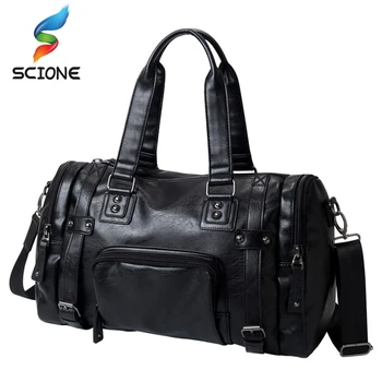 

Hot Outdoor Waterproof Travel Handbag Sports Gym bags Cow PU Leather Messenger Bags Men Travel Crossbody Shoulder Bag