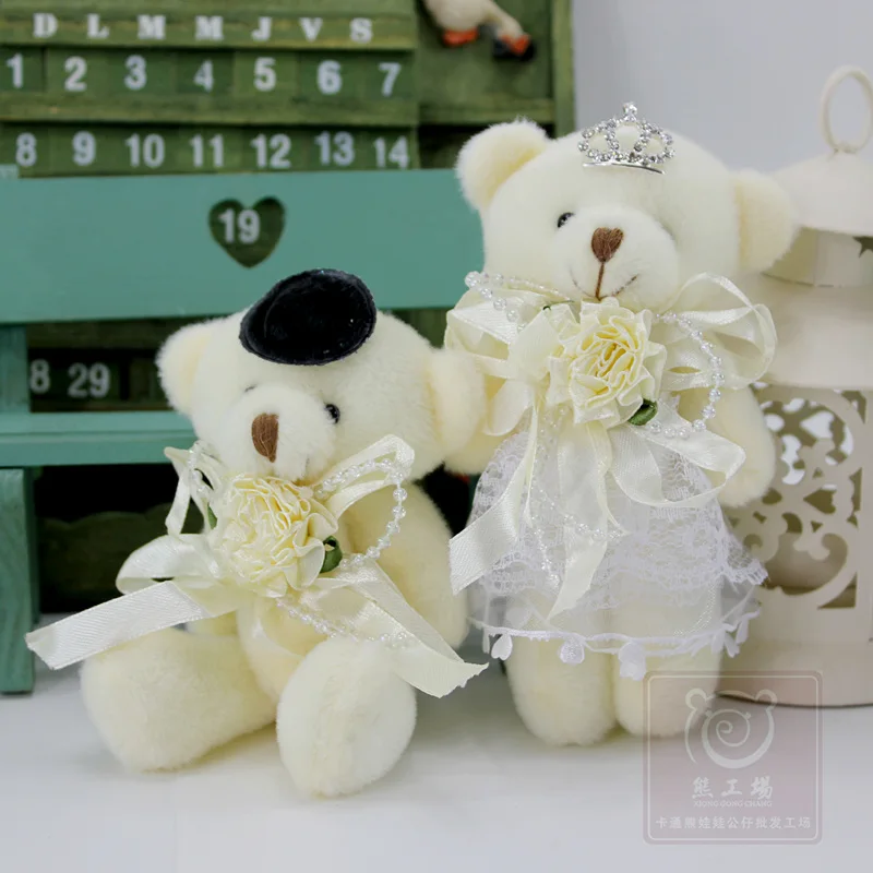 2 piezas Weeding decoración regalos Mini muñecas del oso de peluche juguetes 14 cm parejas oso de peluche juguetes de peluche de felpa animales peluches de animales