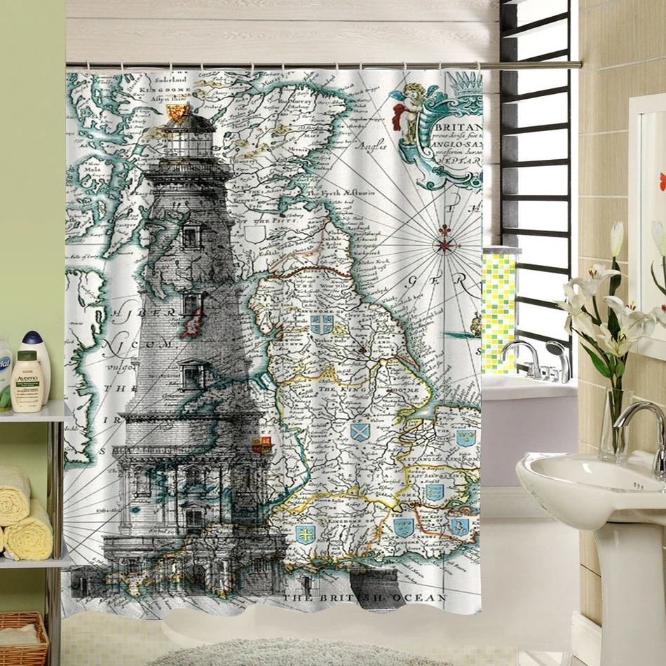 1546 5 De Réductioncharmhome Moderne Salle De Bains Rideaux De Douche Carte Du Monde Bain Rideau Salle De Bain Décor Imperméable Polyester Tissu
