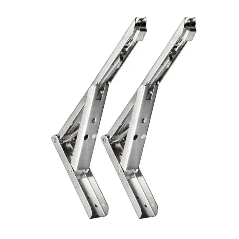 

2pcs 8/10Inch Stainless Steel Wall-mounted Folding Bracket Triangular Storage Shelf Angle Bracket