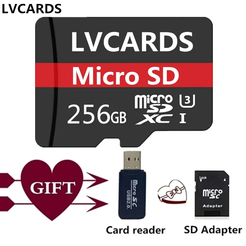 LVcards5 Micro sd карта 32 Гб класс 10 64 Гб/128 Гб класс 10 UHS-1 флэш-карта памяти TF Micro sd карта s 256 ГБ UHS-3 для смартфона F9 - Емкость: 256GB Class10 - GIFT