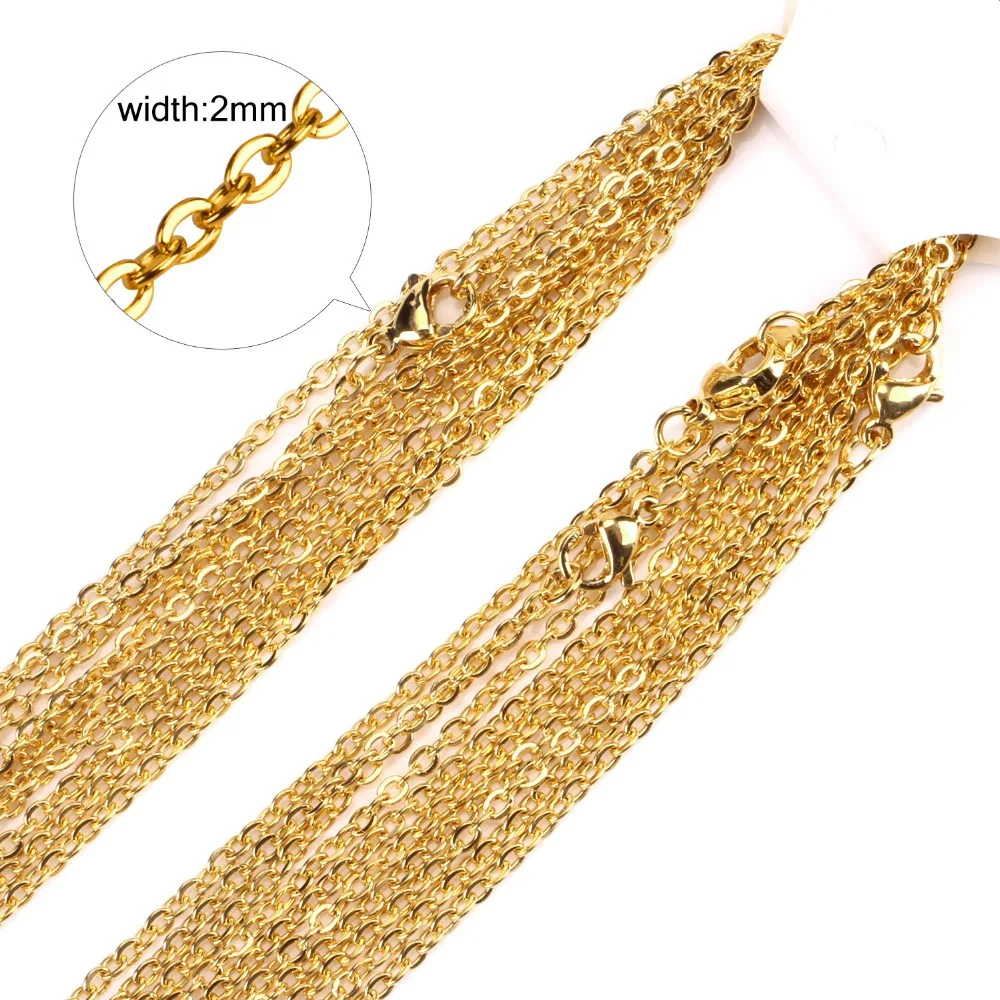 High Quality Gold Plated Rope 2mm Chain Stainless Steel Necklace For