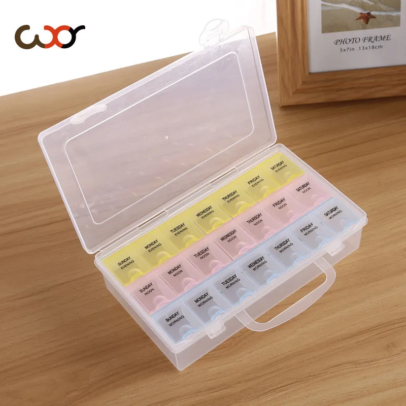 WXY 21 Grids 3 Color Weekly 7 Days Pills Medication Storage Box