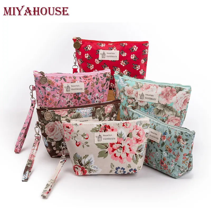 Miyahouse New Vintage Floral Printed Cosmetic Bag Women Makeup Bags