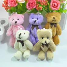 2Pcs/Set 8CM Bow Tie Teddy Bear Mini Joint Plush Keychain Bear Bouquet Toy Phone Pendant 5Colors Animal Plush Toys Dolls
