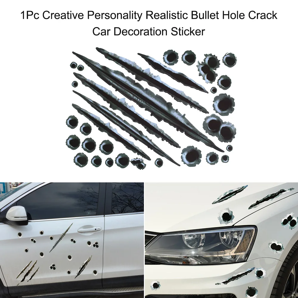 

1Pc Creative Personality Realistic Bullet Hole Crack Car Decoration Sticker