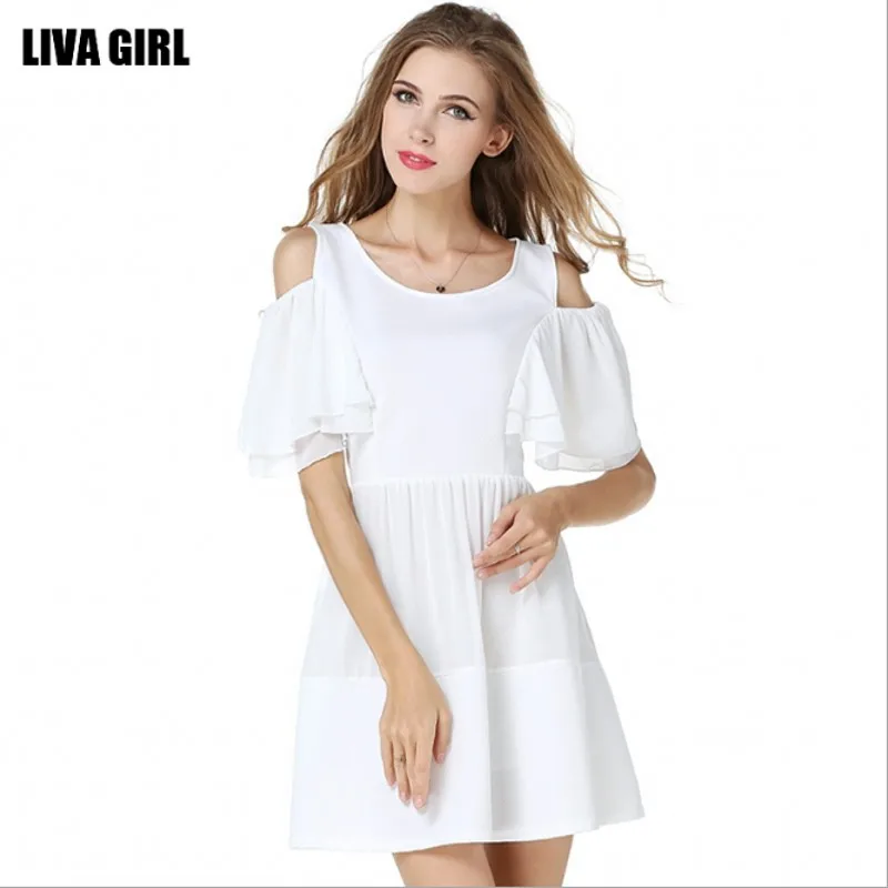 Women Summer Casual Dress 2017 New Solid White Loose dress High Quality ...