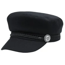 Модные осенне-зимние шапки, женские шерстяные шляпы с пуговицами и солнцезащитным козырьком, модные черные повседневные кепки