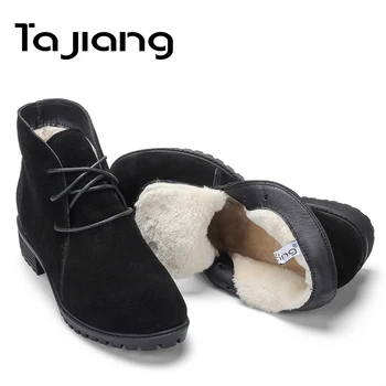 

Ta Jiang Fashion Cow Suede Snow Boots Women Winter Warm Plush Boots Genuine Leather Autumn Ankle Boots For Women Shoes Woman