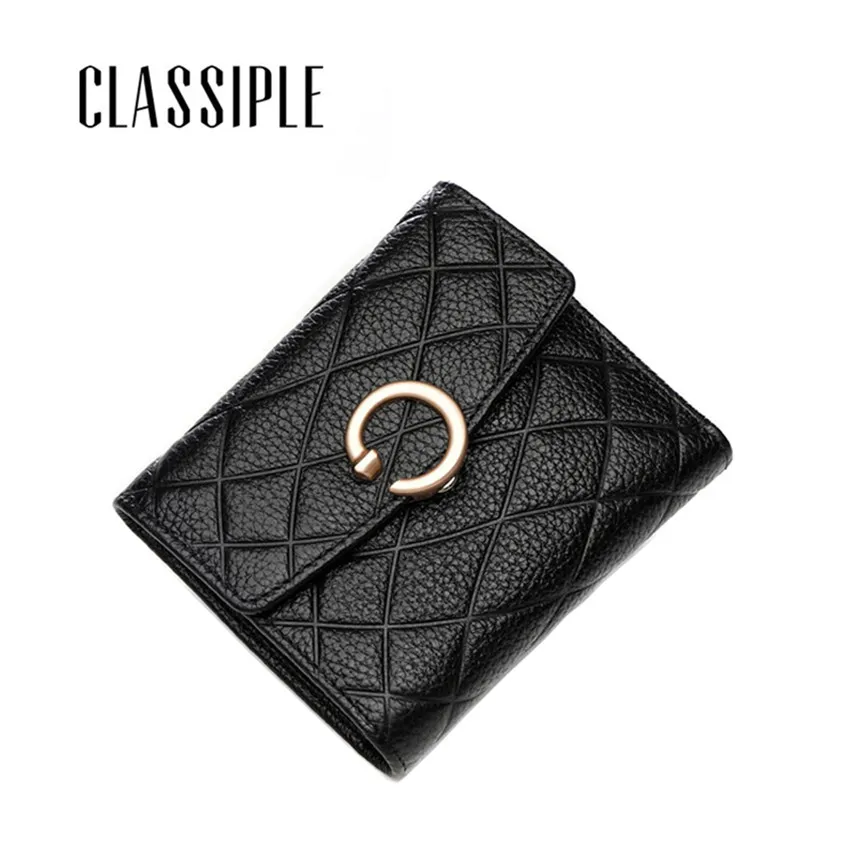 

Womens Wallets Genuine Leather Small Women Short Wallet Hasp Black Linge 2018 Fashion Female Purses Lady Wallets Portfel Damski