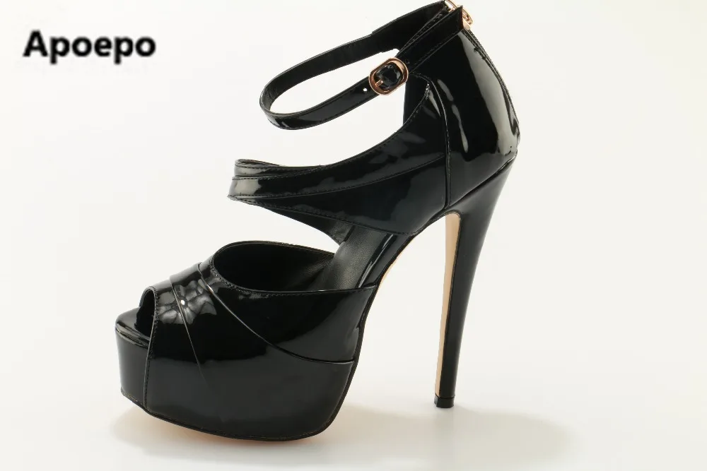 

New Brand Sexy Peep Toe Platform Pumps 2018 High quality leather high heel shoes ankle strap dress heels for woman
