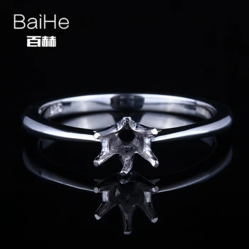 

BAIHE Solid 10K White Gold Certified Round Cut Engagement Women Trendy Fine Jewelry Elegant unique Semi Mount Ring
