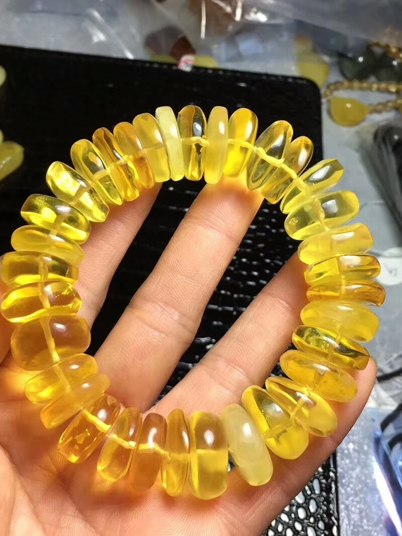 Certificate Natural Yellow Amber Gemstone 20mm Round Marquise Beads Bracelets Healing Stone For Woman Man Gift Certificate AAAA (3)