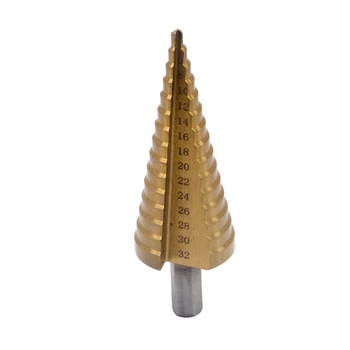 

1Pcs/lot 4-32mm Professional HSS Steel Large Step Cone Titanium Coated Metal Drill Bit Cut Tool Set Hole Cutter