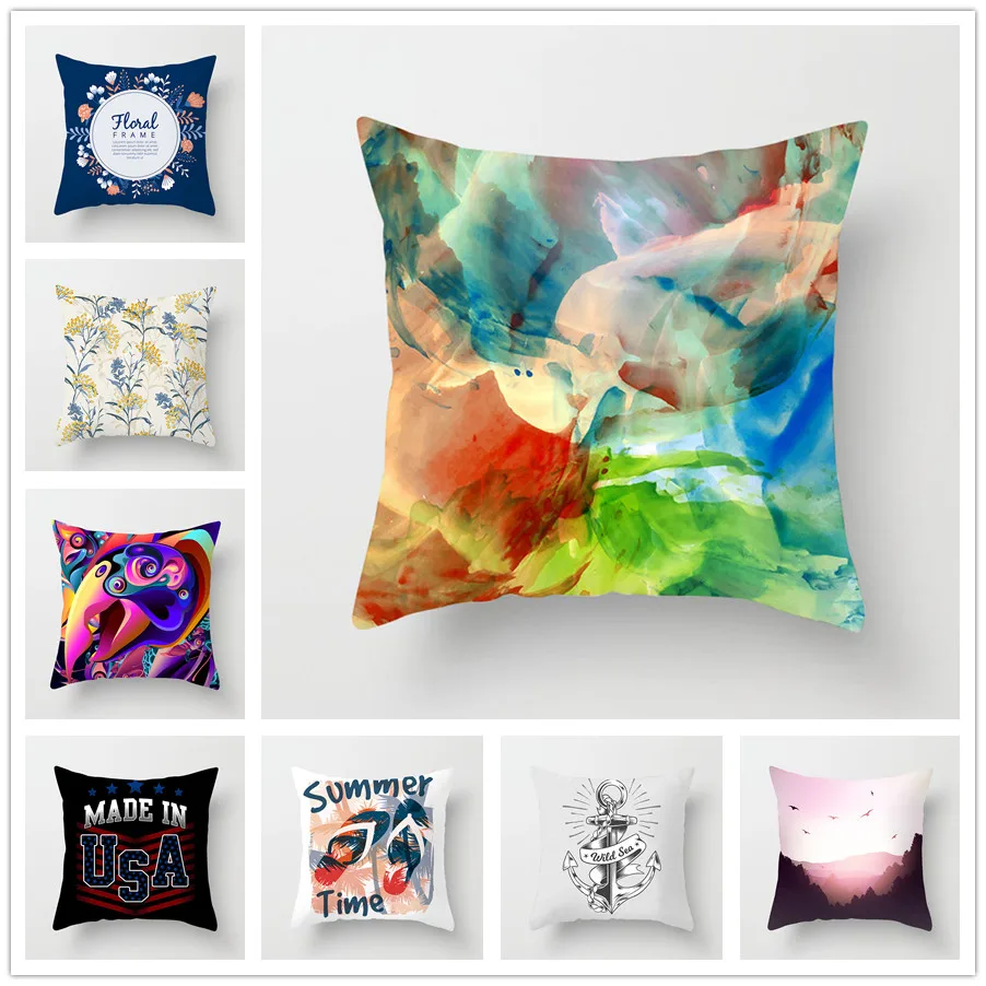 

45x45 Pillowcase Square Pillow Cover Cushion Case Toss Hidden Zipper Closure Pillows Pattern For Bedroom Living Room 046-21