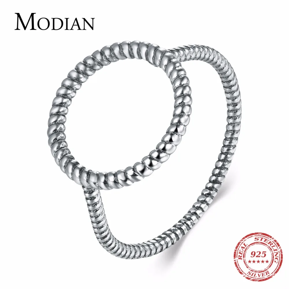 

Modian New Fashion Simple Winding line Vintage Party Ring Classic Real 925 Sterling Silver Party Finger Rings For Women Gift